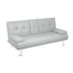 Convertible Folding Sofa Bed with Leather Upholstery