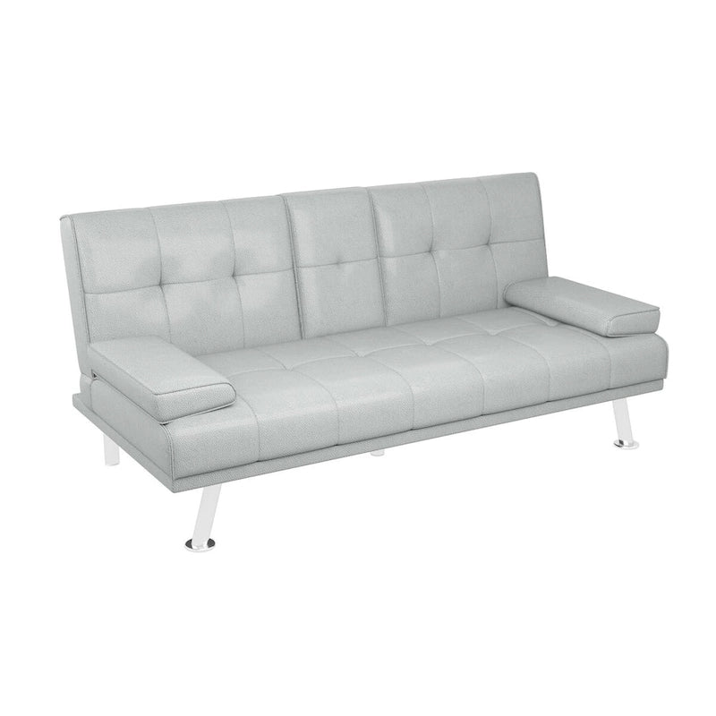 Convertible Folding Sofa Bed with Leather Upholstery