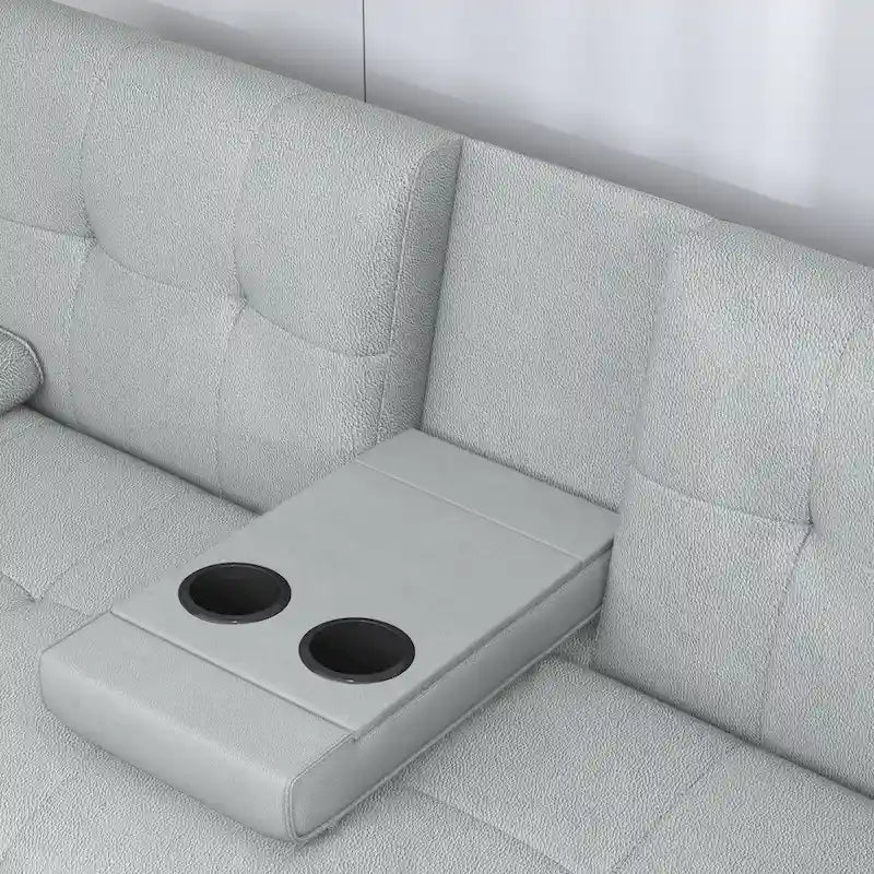 Convertible Folding Sofa Bed with Leather Upholstery