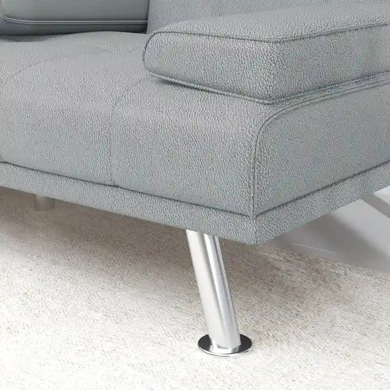 Convertible Folding Sofa Bed with Leather Upholstery